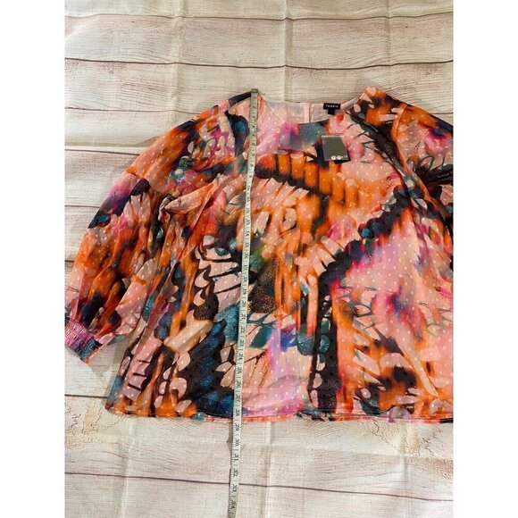 NWT Torrid Women's Long Sleeve Chiffon Clip Dot Blousson Sleeve Blouse - 2XL - Picture 7 of 13